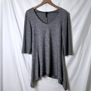Obsession Womens Size 1X Grey Silver Asymmetrical Tunic Top Fairy Whimsigoth